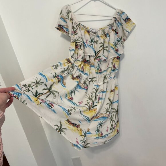 FOREVER 21 Plus Size Beach Motif Romper White Summer Print Off the Shoulder 3X - Picture 9 of 15